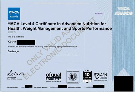 YMCA Level 4 Certificate in Advanced Nutrition for Health, Weight Management and Sports Performance — AfN accredited